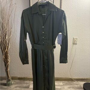 French Connection Forest Green Long Sleeve Dress
